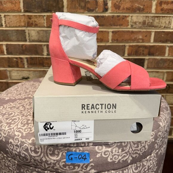 Kenneth Cole Reaction Women's Mix X-Band Ankle Strap Sandal Light Coral Size 8 - Picture 4 of 4